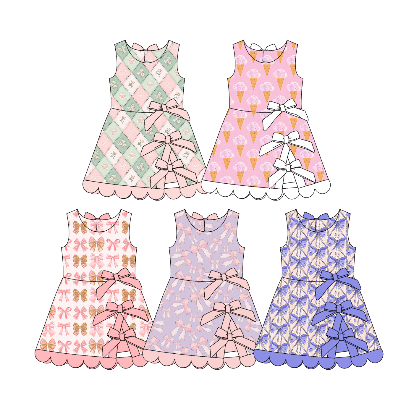 2.27 Custom moq 5 mix size Sibling Baby Girl's Sleeveless Yoga Dress Cute Toddler Girls' Summer Casual Dress