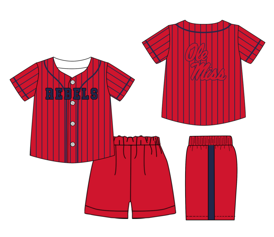 Custom moq 3 or 5 mix size milk silk summer teams baby boy clothes red short sleeve shorts sets-26.1.19
