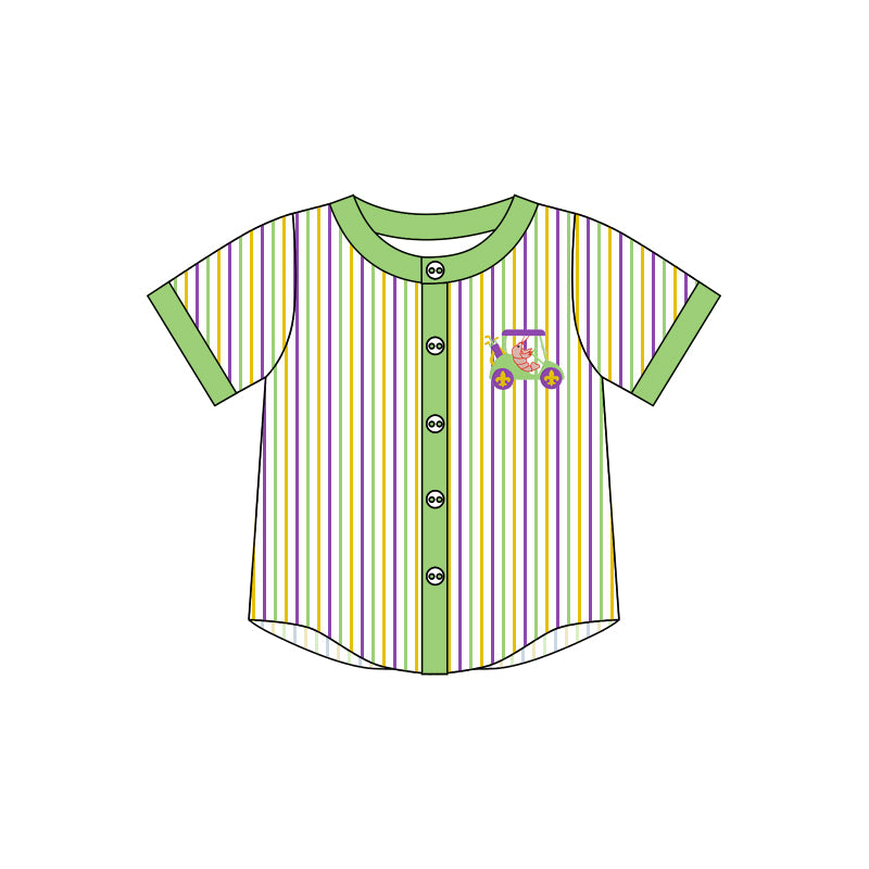 10.9 custom each style moq 5 eta 4-6week baby girls clothes MARDI GRAS striped short sleeve top