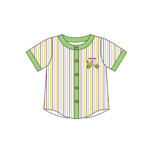 10.9 custom each style moq 5 eta 4-6week baby girls clothes MARDI GRAS striped short sleeve top