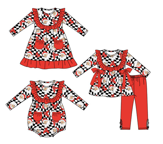 25.5.10 custom each style moq 5eta 4-6week Sibling Sisters Christmas baby girl long sleeve pants sets and dress and rompers match family design