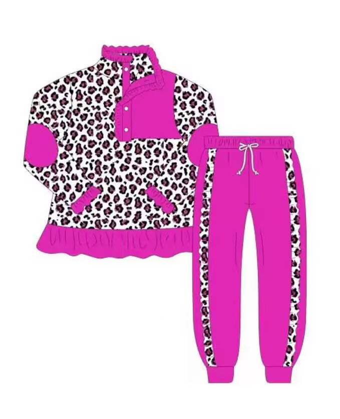 5.20custom each style moq 5eta 4-5week Leopard print different colors Long sleeve trousers suit series