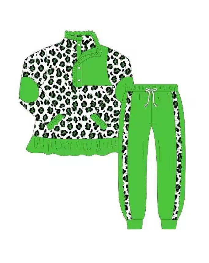 5.20custom each style moq 5eta 4-5week Leopard print different colors Long sleeve trousers suit series