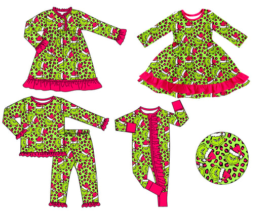 25.8.1 custom each style moq 5 eta 4-6week Sibling Sisters Christmas baby girl long sleeve pants sets and romper and dress 1 and dress 2 match family design
