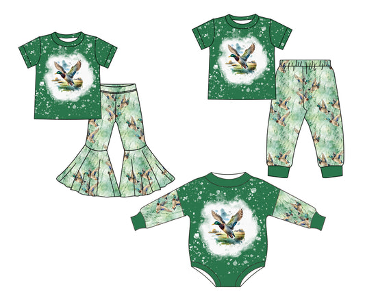 25.5.20 custom each style moq 5eta 4-6week Sibling Sister duck baby boy short sleeve pants sets and sets 2 and rompers match family design