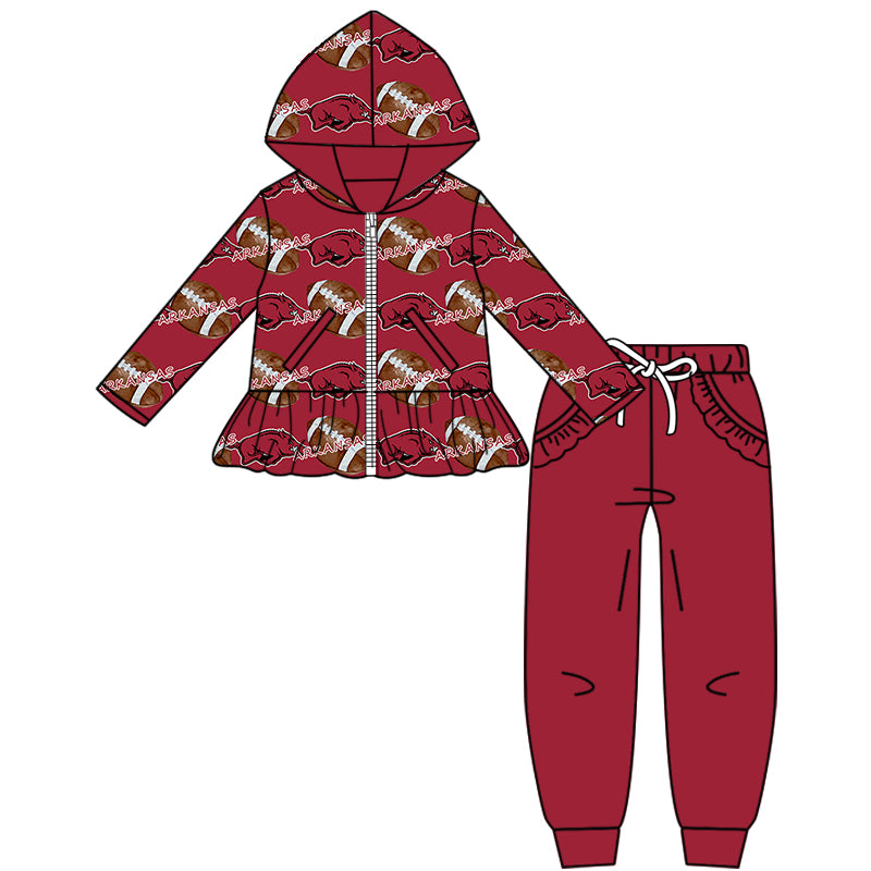 Custom moq 5 mix size milk silk summer teams baby girls clothes brick red hooded long sleeve pants sets and boy sets and dress and tops 2-25.8.19