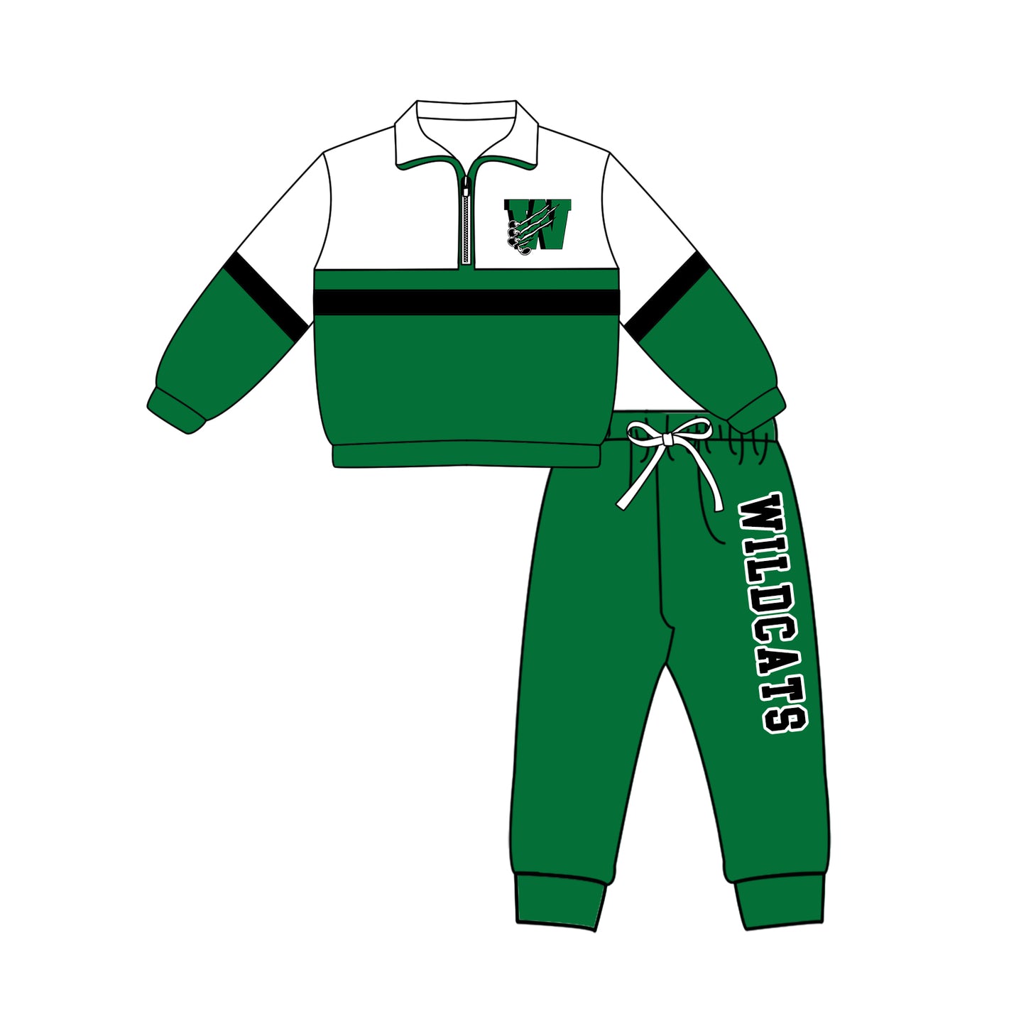 Custom moq 5 mix size summer teams Girls Green Polka Dot Top Shorts Set Top Skirt Short Set Zipper Pullover Pants Set