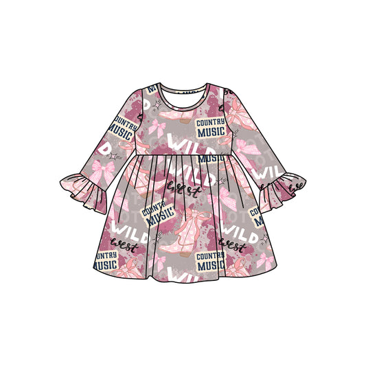 8.2 custom each style moq 5eta 4-6week baby girls clothes wild boots long sleeve dress