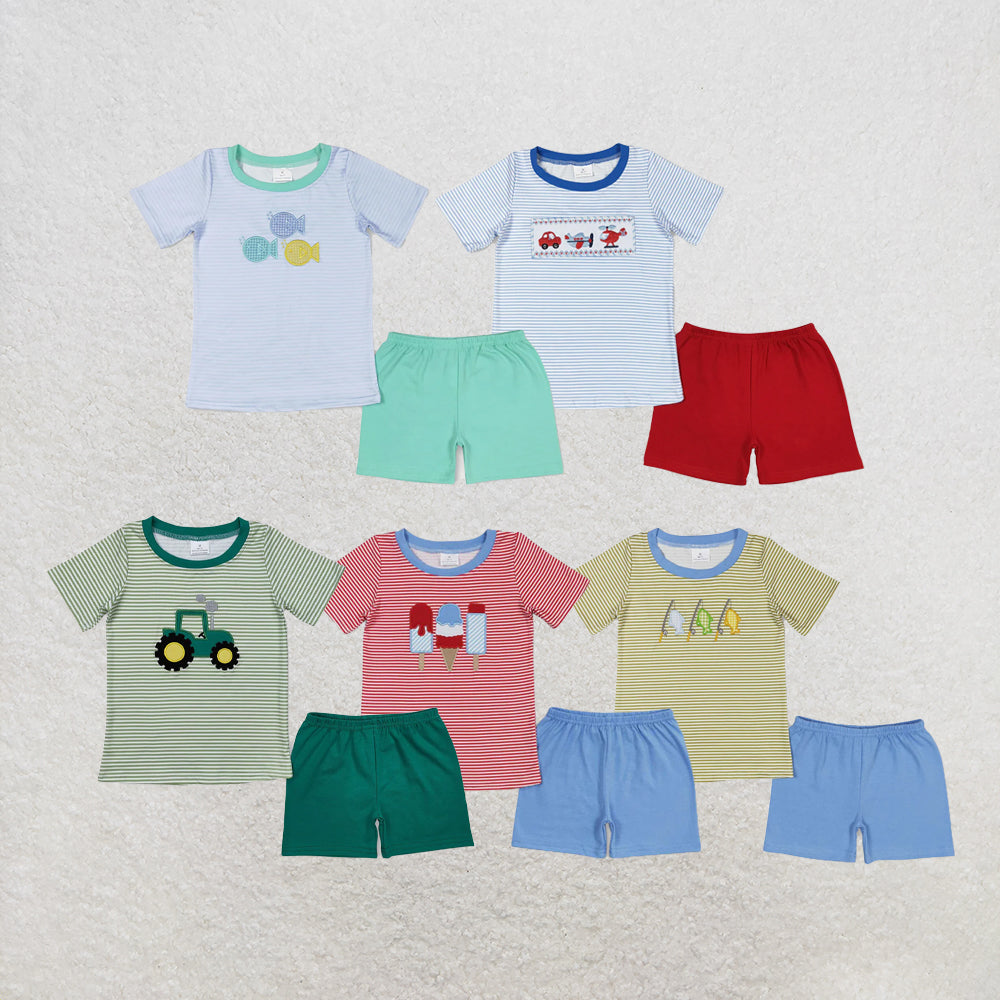 RTS NO MOQ Sibling Baby Boys Leopard Duck Green Shirt Shorts Outfits Clothes Sets
