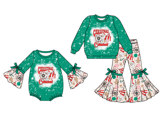 25.5.25 custom each style moq 5eta 4-6week Sibling Sisters Christmas baby girl long sleeve pants sets and rompers match family design
