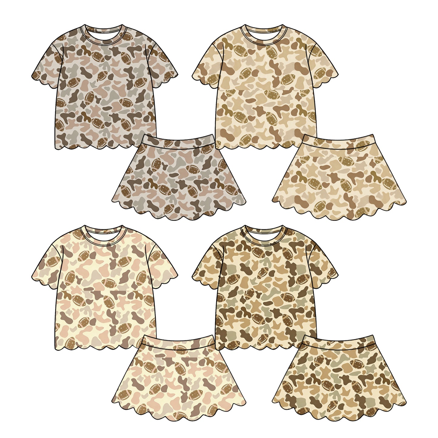 26.1.16 custom each style moq 5 eta 6-8week Sibling Sisters baby girl clothes camoufloage short sleeve skirts sets 4 match family design