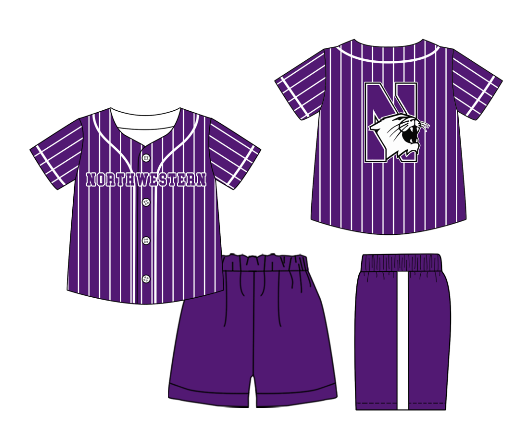 Custom moq 3 or 5 mix size milk silk summer teams baby boy clothes purple short sleeve shorts sets-26.1.21