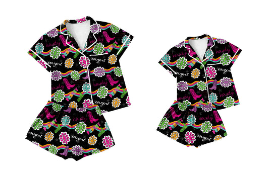 5.6 custom each style moq 5eta 4-6week Sibling Sister short sleeve shorts sets and adult sets match design