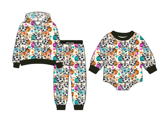 25.7.2 custom each style moq 5eta 4-6week Sibling Sisters pumpkin baby boy long sleeve pants sets and rompers match family design