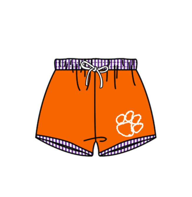 Custom moq 5 mix size milk silk summer teams baby girl boys clothes Orange Two-Piece Swimsuit Set One Piece Swimsuits boy swim trunks
