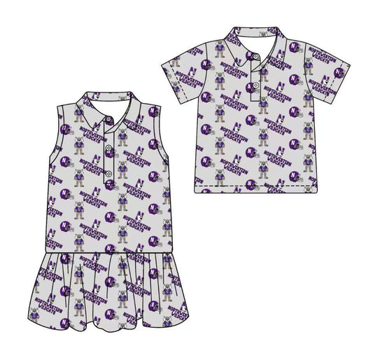 Custom moq 5 mix size milk silk summer teams Grey Sleeveless Dress for Baby Girl Short-Sleeved Polo Shirt for Boy