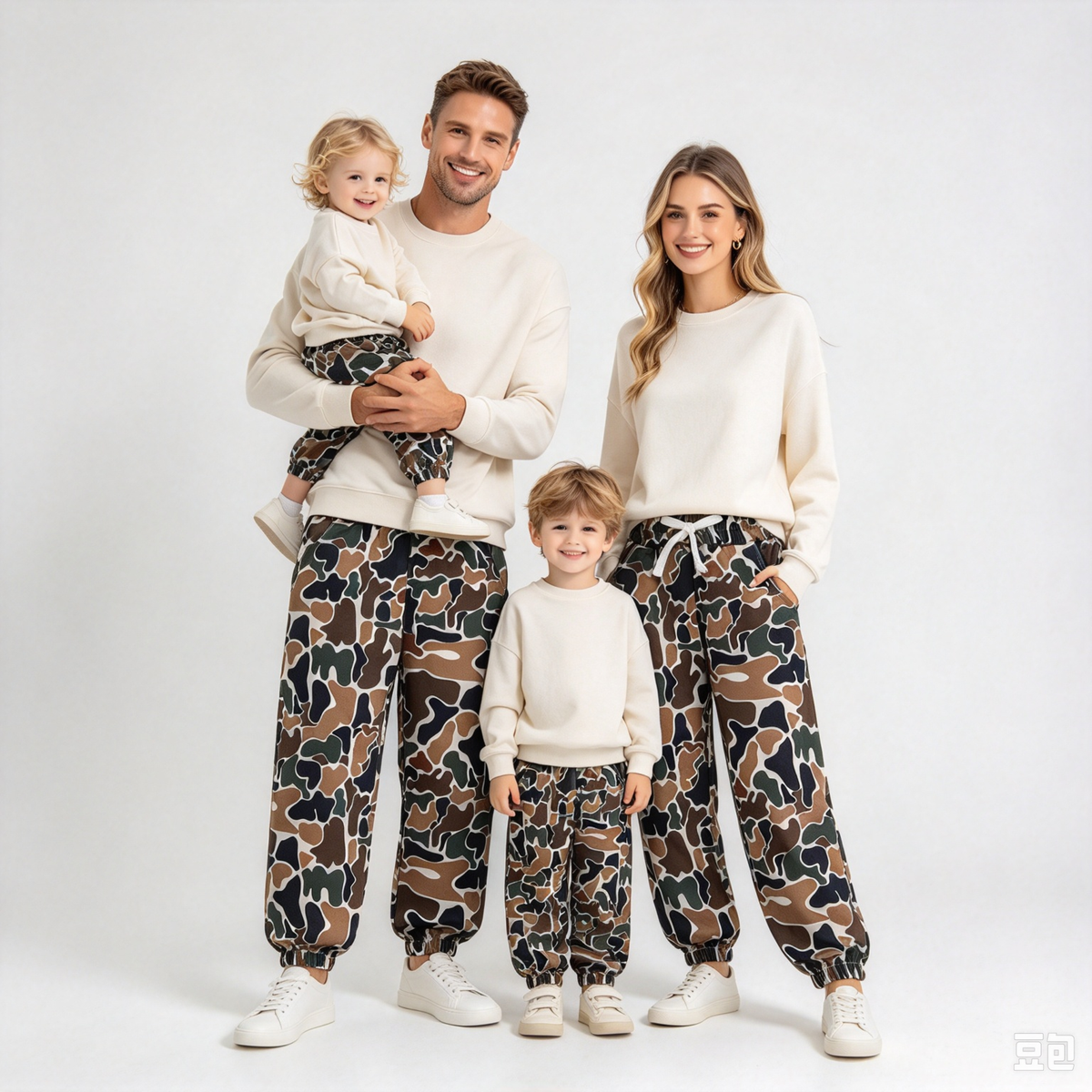 RTS NO MOQ Sibling milk silk Adult To Match Kids Camo Print Drawstring Jogger Pants Elastic Cuff Camouflage Trousers