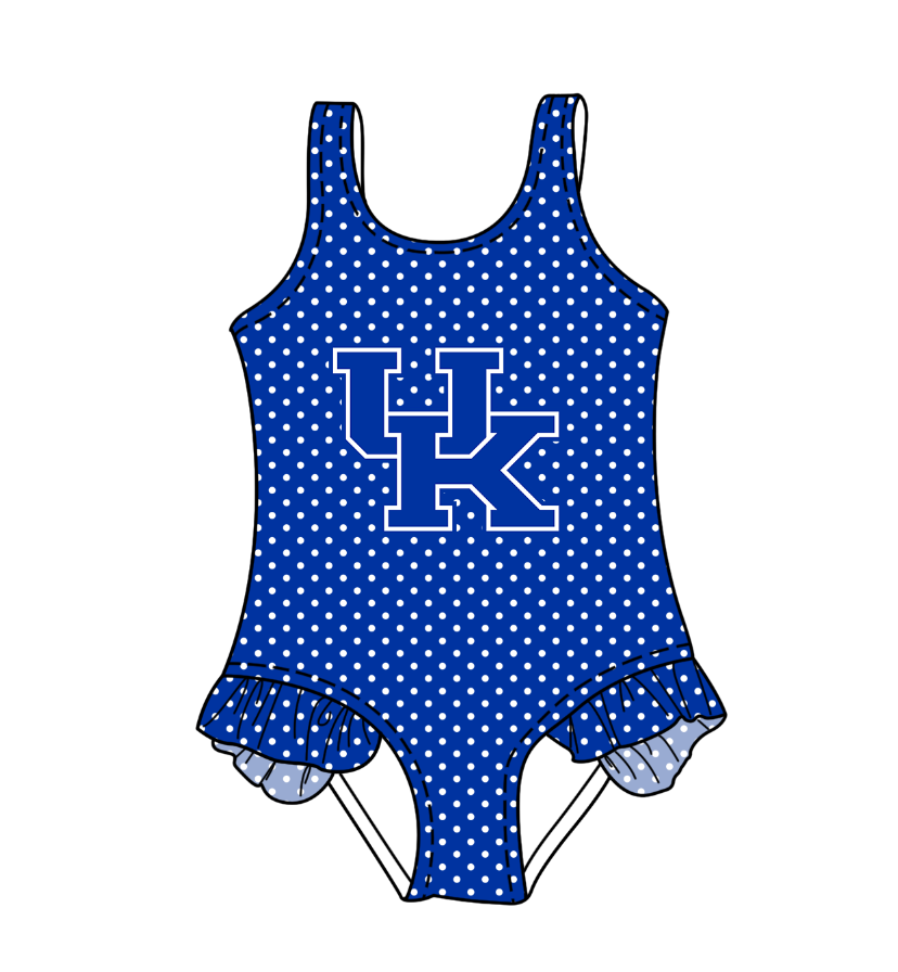 Custom moq 5 mix size milk silk summer teams Blue Baby Girl Sleeveless Polka Dot Lace Onesie Swimsuit Cute Summer Beachwear for Little Girls