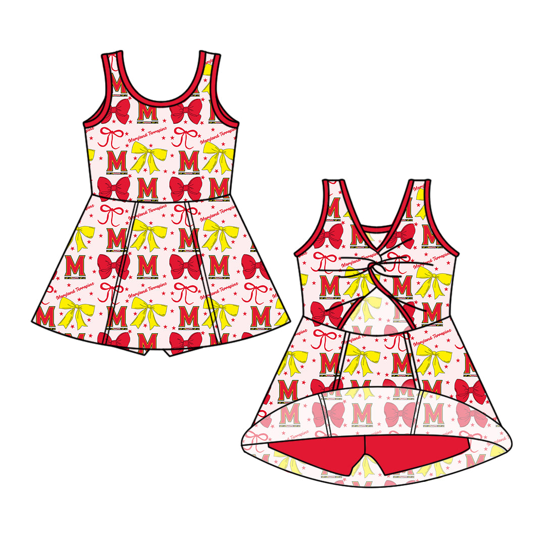 Custom moq 5 mix size milk silk summer teams baby girls clothes team bow red sleeveless skirts sets and dress 1 and dress 2 and dress 3-25.6.26