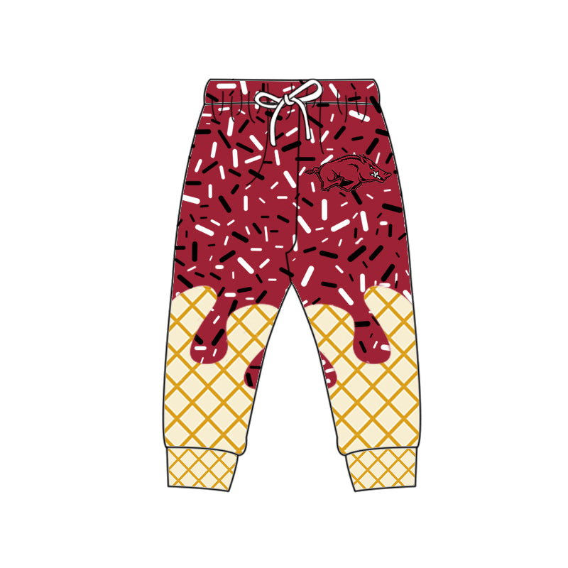 Custom summer teams baby girls clothes team brick red hooded long sleeve tops and short sleeve top and dress and pants and shorts-25.5.27