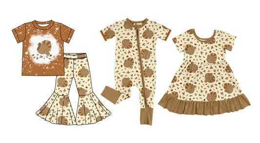 25.7.21 custom each style moq 5eta 4-6week Sibling Sisters turkey baby girl long sleeve pants sets and dress and rompers match family design