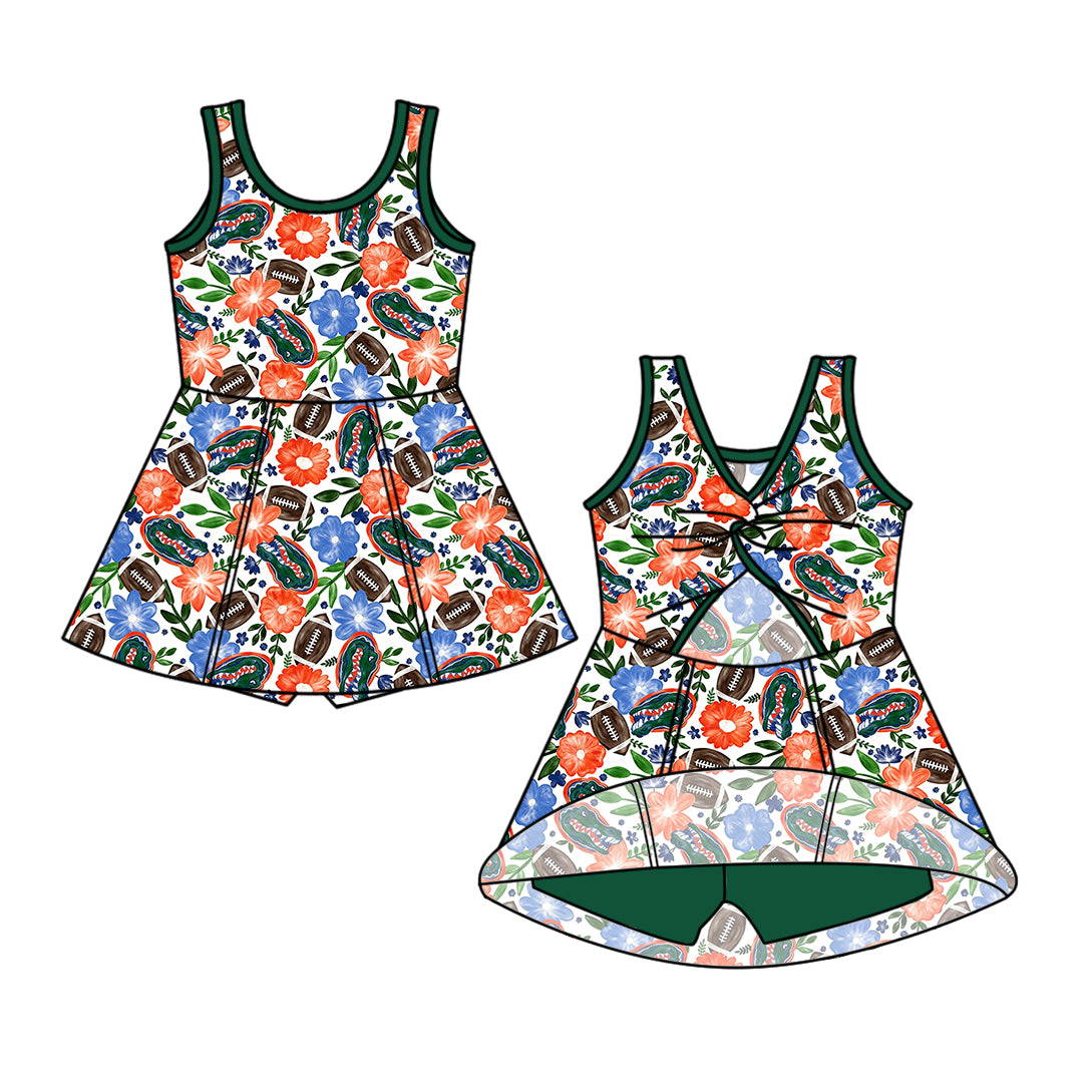 Custom moq 5 mix size milk silk summer teams Baby Girl Sleeveless Top And Green Shorts Set Sleeveless Skirt Set Yoga Dress Romper