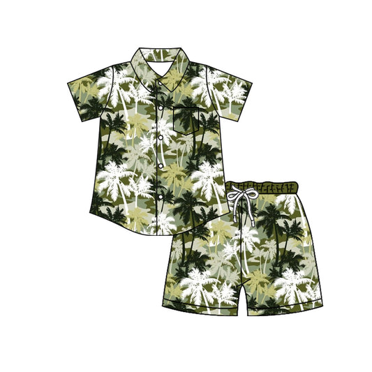 4.8 Custom moq 5 mix size Baby Boy Camouflage Short-Sleeved Button-Down Top with Pockets And Shorts Set