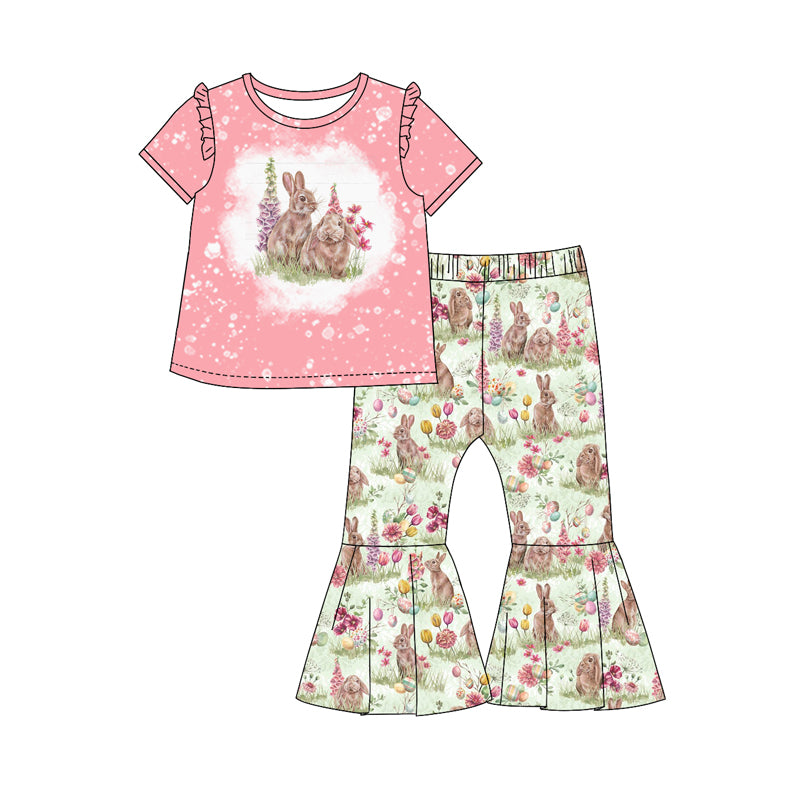 10.16 custom each style moq 5eta 4-6week Sibling Sister easter rabbit pink baby girl sets and dress and rompers match family design