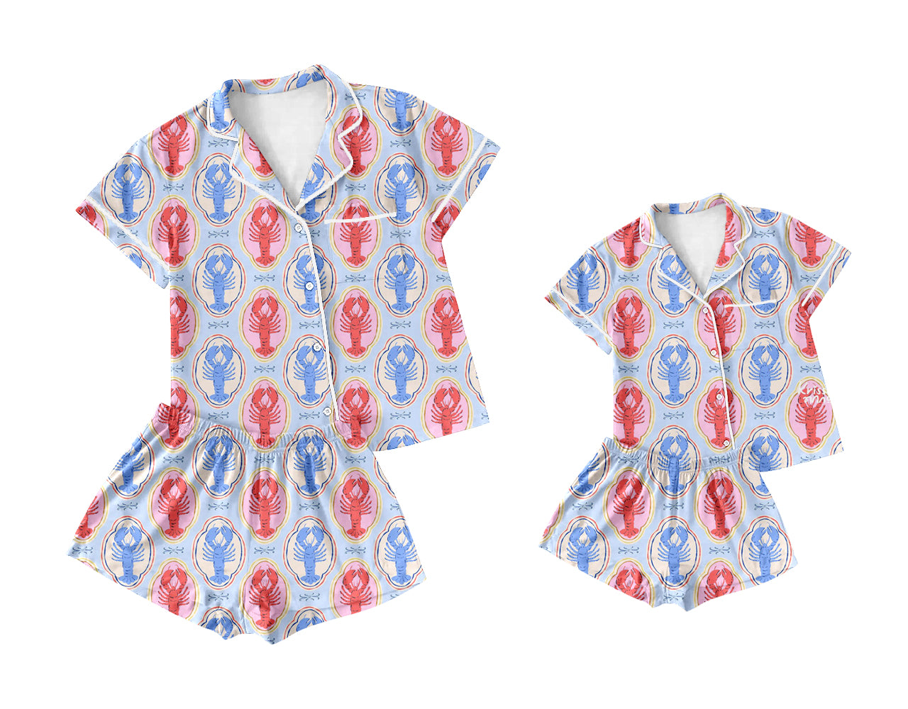 11.22 custom each style moq 5eta 4-6week Sibling Sister crayfish baby boys short sleeve shorts sets and adult sets match design