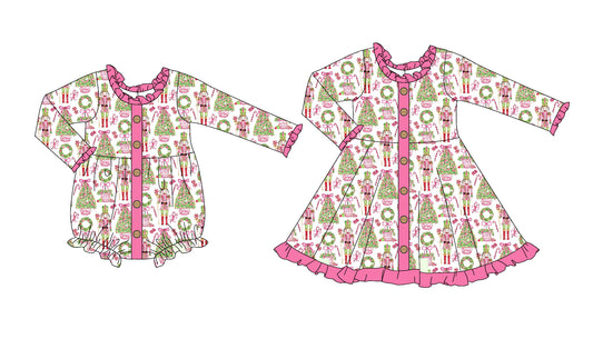25.5.13 custom each style moq 5eta 4-6week Sibling Sisters Christmas baby girl long sleeve dress and rompers match family design
