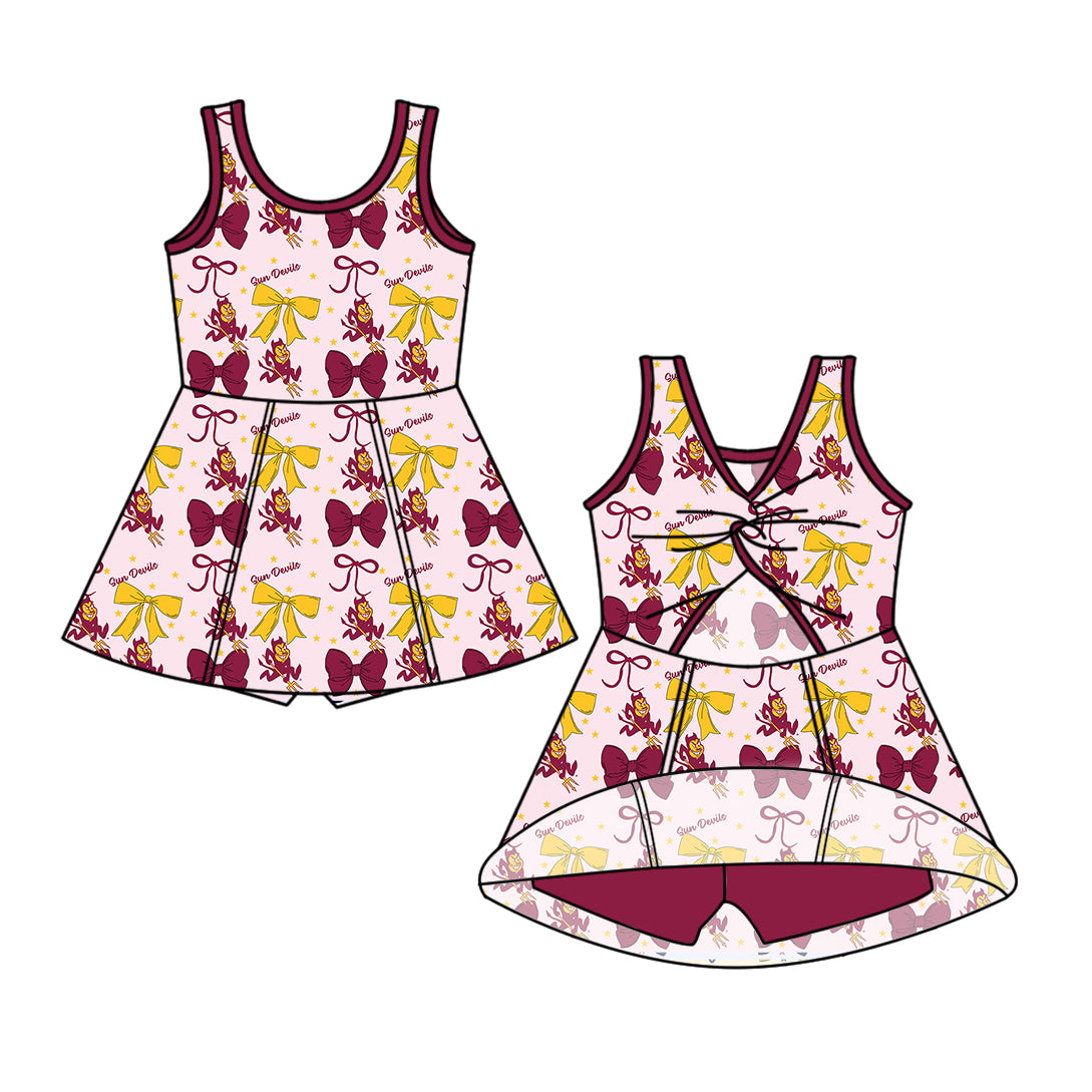 Custom moq 5 mix size milk silk summer teams baby girls clothes team bow sleeveless skirts sets and dress 1 and dress 2 and dress 3-25.6.24