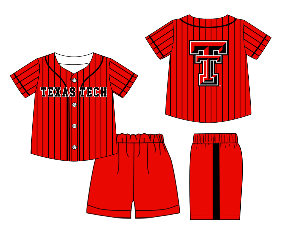 Custom moq 3 or 5 mix size milk silk summer teams baby boy clothes red short sleeve shorts sets-26.1.20
