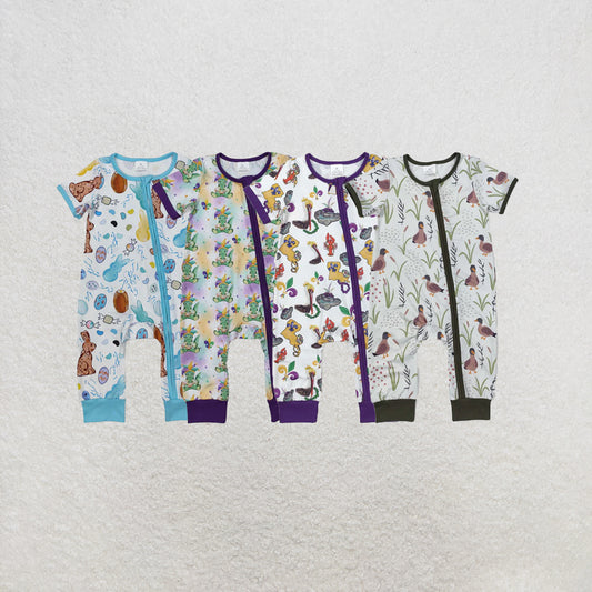 RTS NO MOQ Sibling Baby Infant Boys abbits Zip Rompers