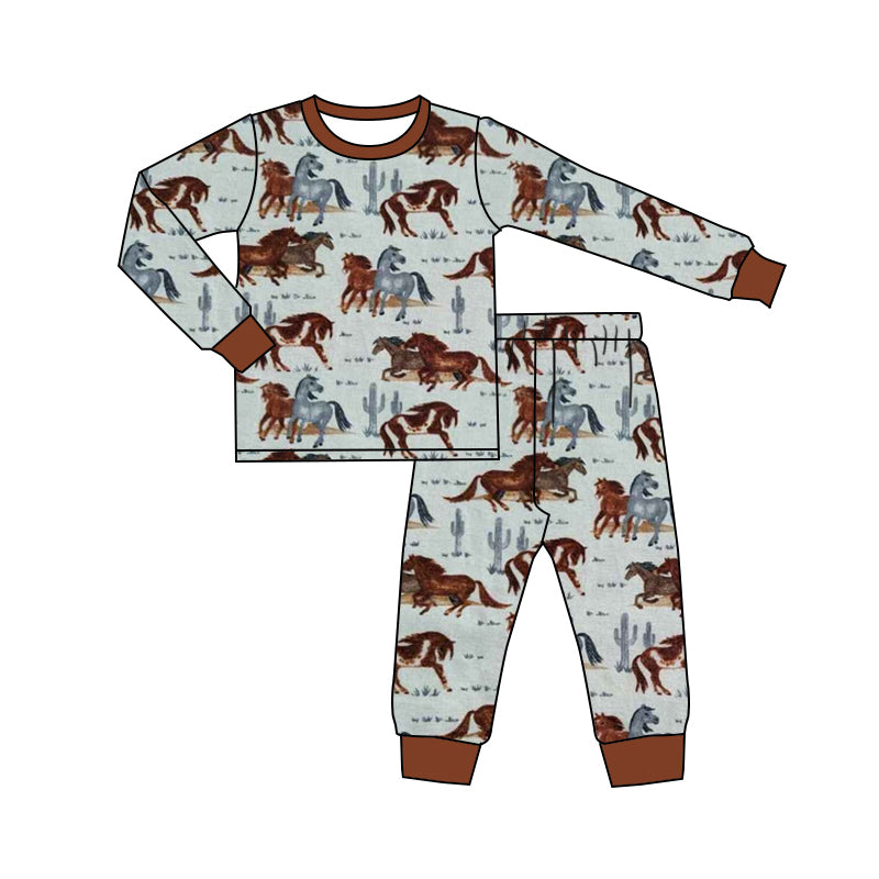 8.22 custom each style moq 5eta 4-6week Sibling Sister horse baby boys sets and rompers match family design
