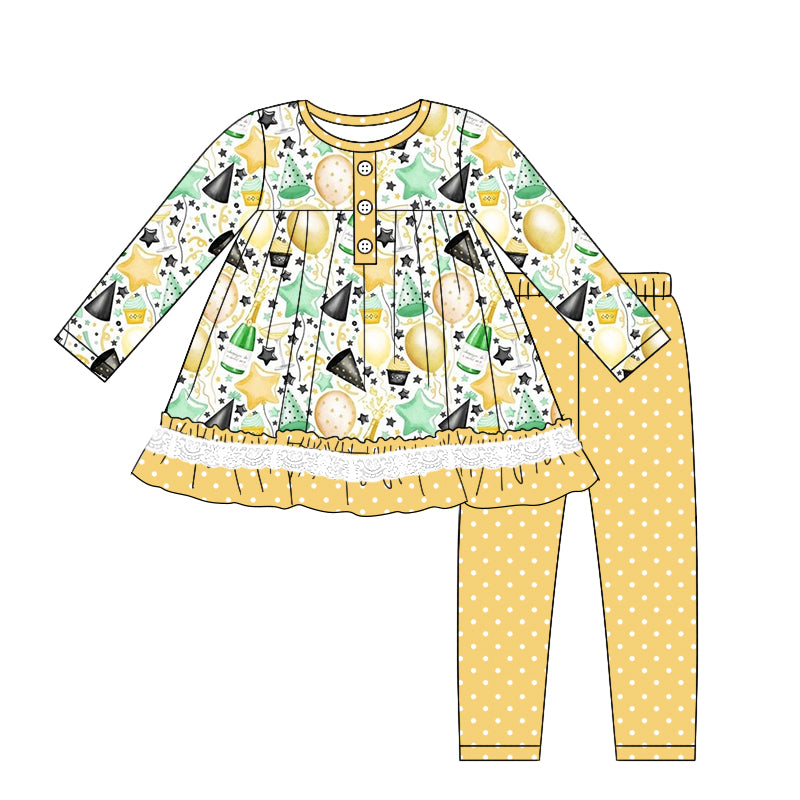 7.31 custom each style moq 5eta 4-6week Sibling Sister Happy new year baby girls sets and dress and rompers match family design