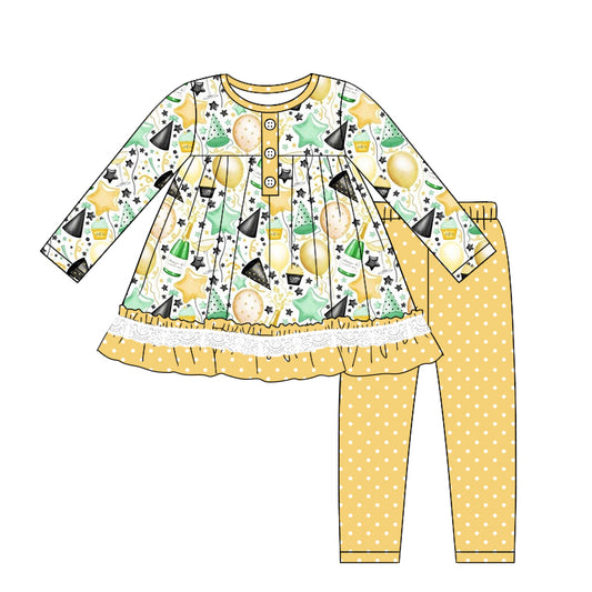 7.31 custom each style moq 5eta 4-6week Sibling Sister Happy new year baby girls sets and dress and rompers match family design