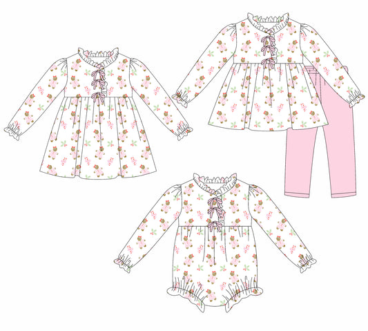 25.7.23 custom each style moq 5eta 4-6week Sibling Sisters Christmas baby girl long sleeve pants sets and dress and rompers match family design