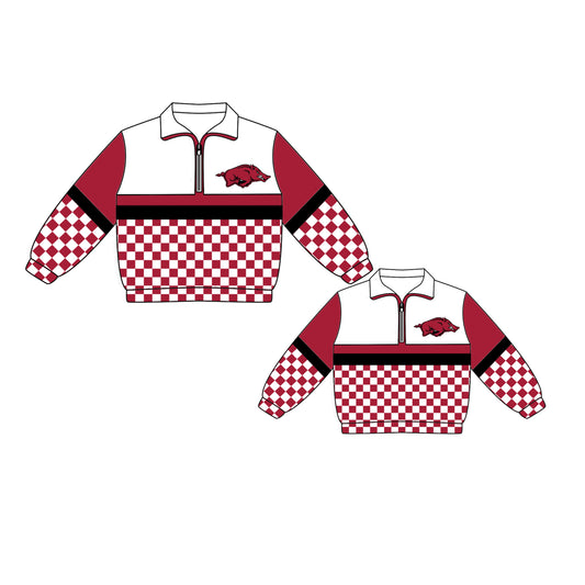 Custom moq 5 mix size milk silk summer teams Daddy and Me Red Long Sleeve Team Pullover Tee Shirts