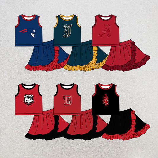 custom moq 5 mix size MSD072509 Baby Girls Sleeveless Top Matching Skort Two Piece Yoga Active Clothes Set