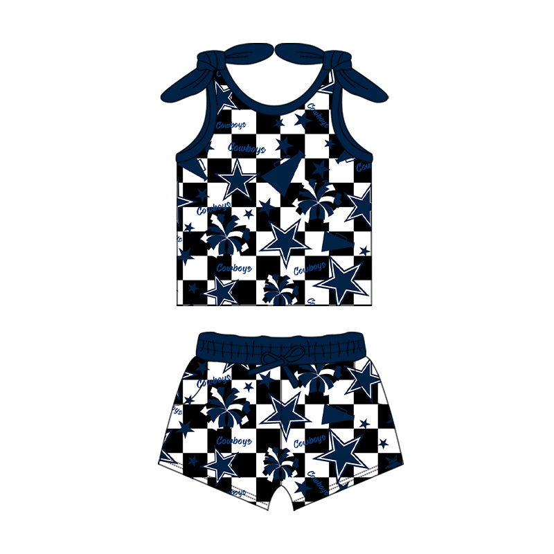 Custom moq 5 mix size milk silk summer teams baby girls clothes team blue sleeveless shorts sets and skirts sets and dress and jumpsuit-25.7.16