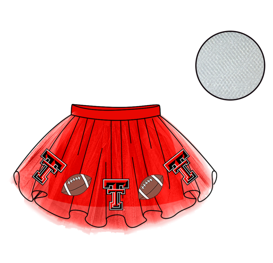 Custom moq 5 mix size milk silk summer teams Baby Girl's Red Mesh Skirt Summer Outfit Team Clothing