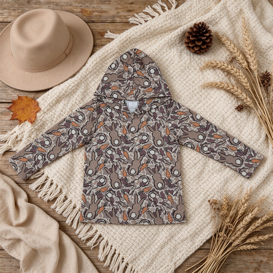 NEW RTS NO MOQ milk silk BT1965 Baby Boys Easter Bunny Carrot Camo Print Long Sleeve Hooded Top