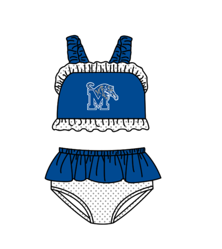 Custom moq 5 mix size milk silk summer teams baby girl boys clothes Blue Two-Piece Swimsuit Set One Piece Swimsuits boy swim trunks