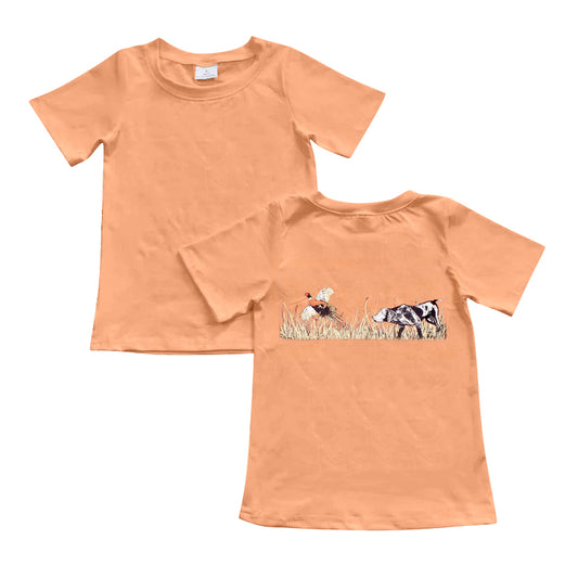 9.20 custom each style moq 5 eta 4-6week baby boys clothes orange short sleeve top
