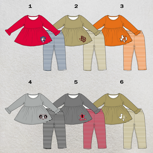custom moq 5 mix size XY063009 Baby Girls Long Sleeve Tunic Top Leggings Two Piece Clothes Sets