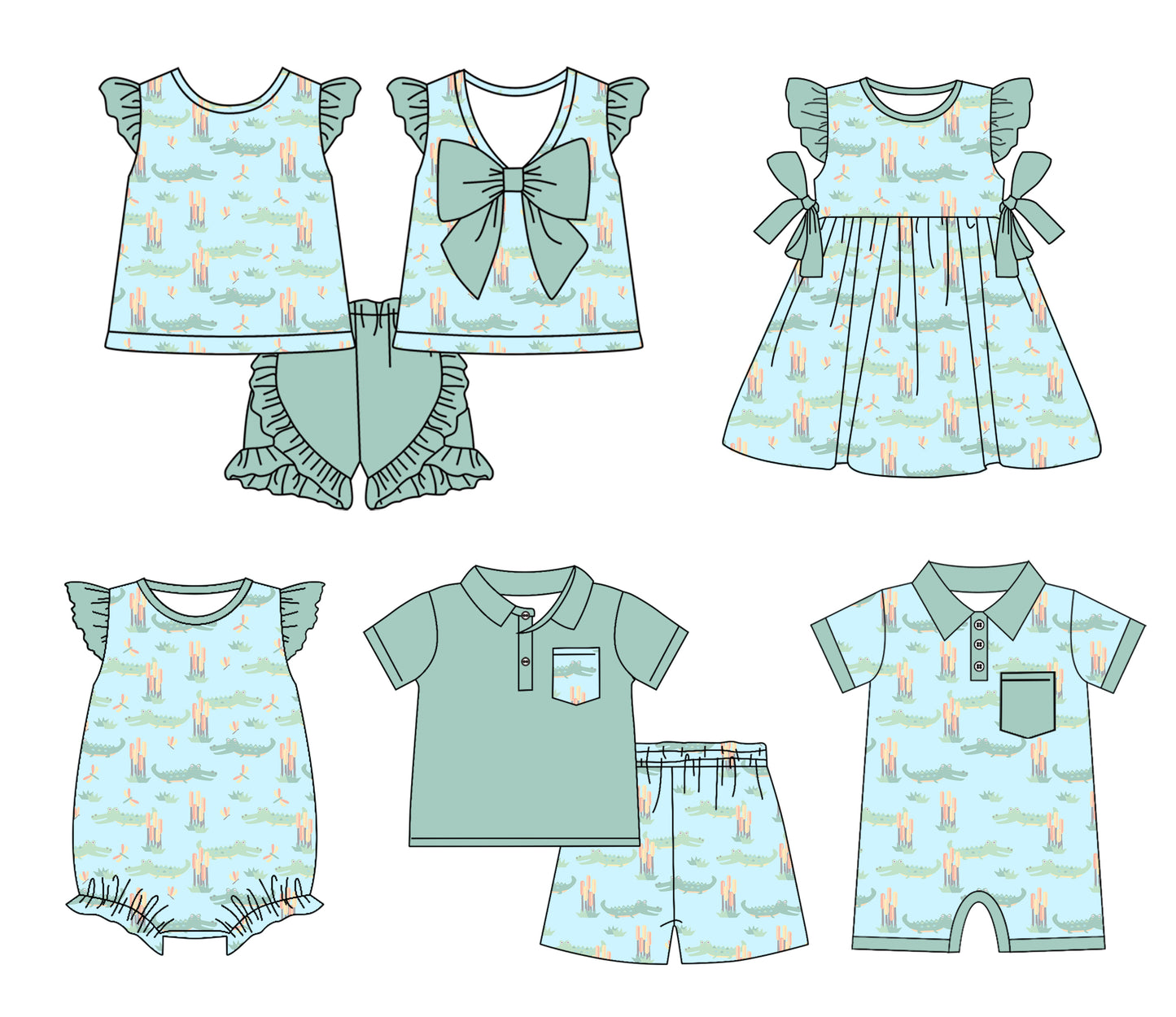 11.18 custom each style moq 5eta 4-6week Sibling Sister baby girl short sleeve shorts sets and sets 2 and girls romper and boy romper and dress match design