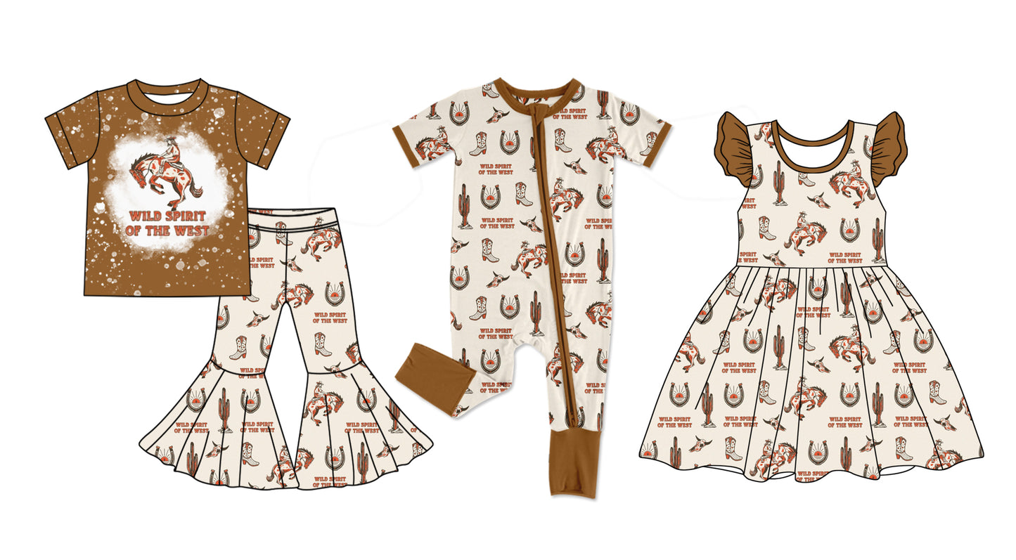12.21 custom each style moq 5eta 4-6week Sibling Sister riding horse baby girl sets and dress and rompers match family design