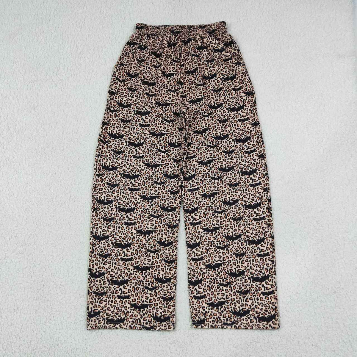 NEW RTS NO MOQ milk silk P1129 Adult Women Leopard Halloween Pockets Straight Pants Bottom Casual Bottom