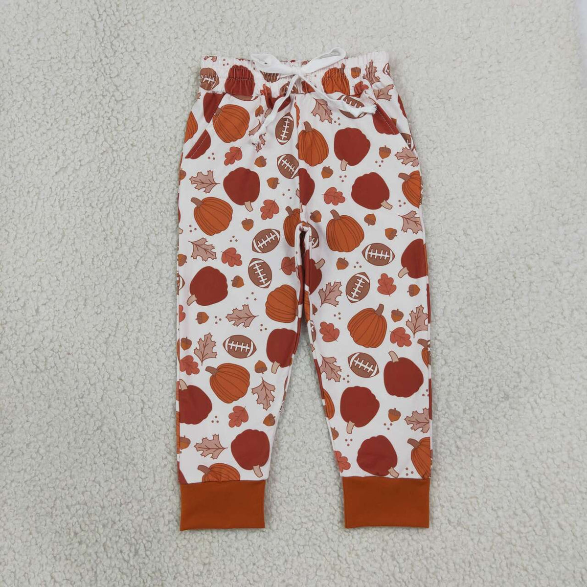 NEW RTS NO MOQ milk silk P1197 Baby Boys Pumpkins Fall Jogger Pants Casual Bottom