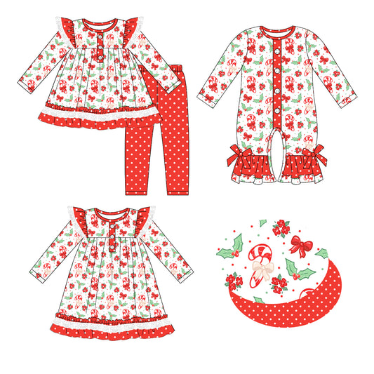 25.6.23 custom each style moq 5eta 4-6week Sibling Sisters Christmas baby girl long sleeve pants sets and dress and rompers match family design